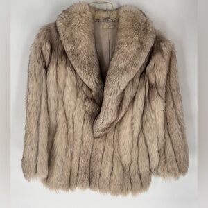 Silver Fox Fur Vintage Jacket Coat Winter Chic Size Small